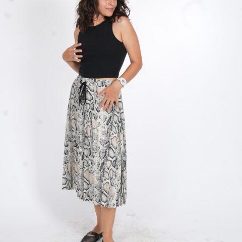 CHANCE COLLECTION SİYAH BEYAZ DESENLİ ETEK (38)