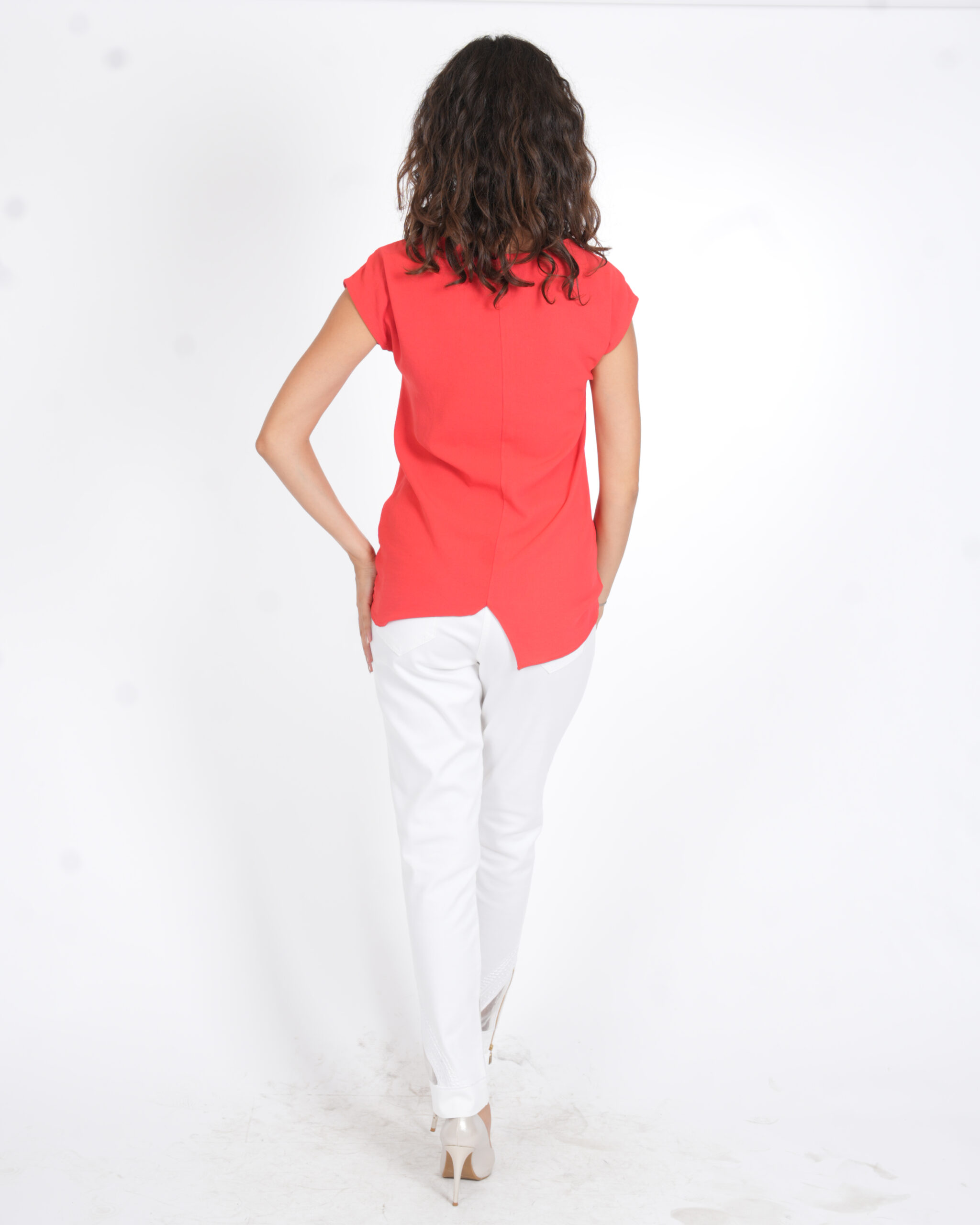 ON FASHION TURUNCU KISA KOLLU BLUZ (36) - Görsel 2
