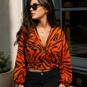 KASHA BAYAN TURUNCU CROP BLUZ (S-M)